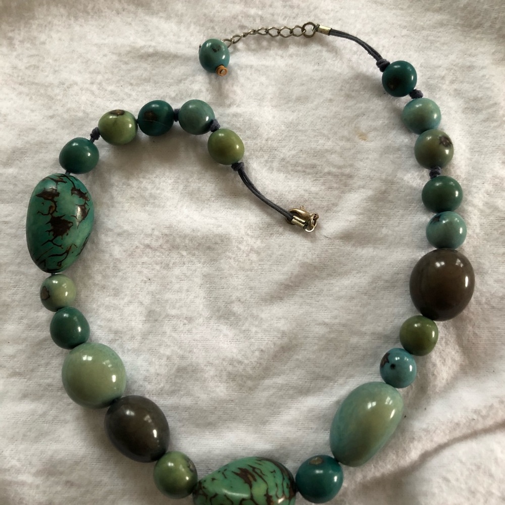 Gorgeous green substantial beaded necklace